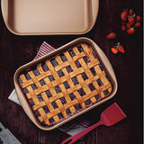 Tramontina Brasil 34cm 4.9L Red Aluminum Deep Roasting Pan with Interior and Exterior Starflon Max PFOA Free Nonstick Coating
