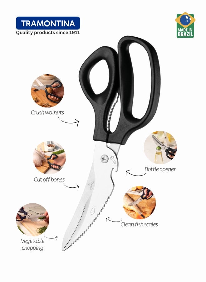 Tramontina Carving Scissors with Stainless-Steel Blades and Balck Polypropylene Handle, 8"