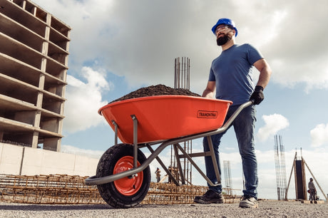 Tramontina Wheelbarrow with Orange Metal Extra Deep Bucket 80L Metallic Handle and Pneumatic Tire