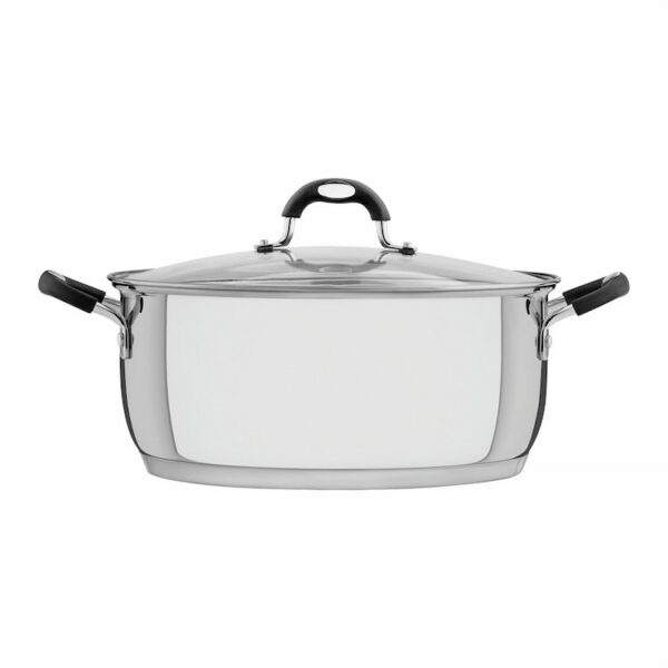 Tramontina Solar Silicon 30cm 8.9L Shallow Stainless Steel Casserole with Tri-ply Bottom