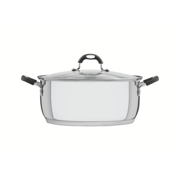 Tramontina Solar Silicon 28cm 7.1L Shallow Stainless Steel Casserole with Tri-ply Bottom
