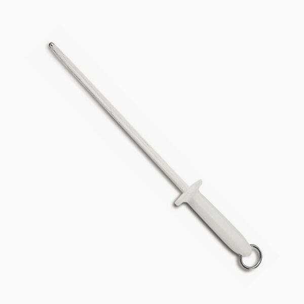 Tramontina Professional 10 Inches Grooved Shapener with Carbon Steel Rod and White Polypropylene Handle