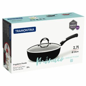 Mônaco 24 cm and 2.7 L Induction black aluminum deep frying pan