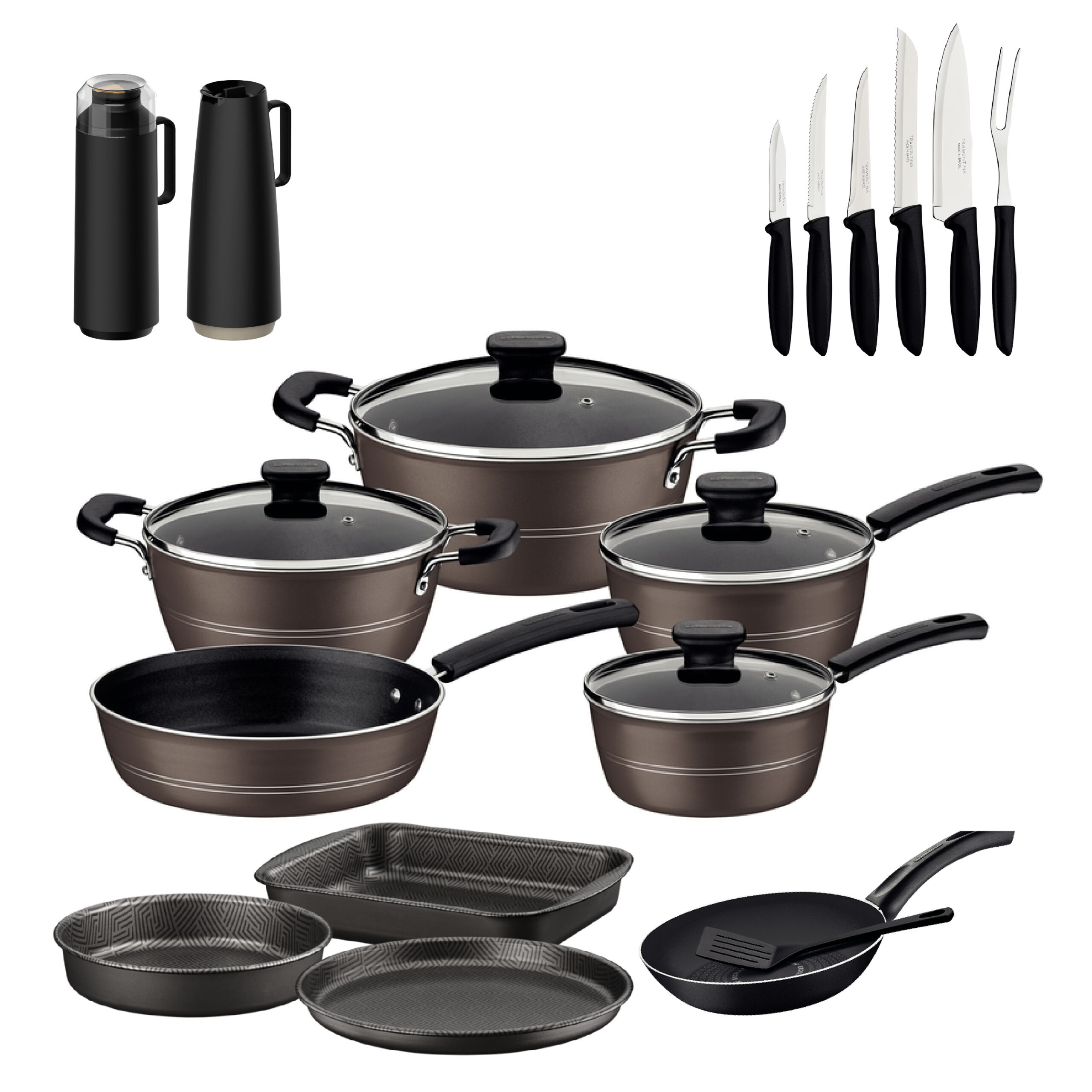 Tramontina Sicilia 8 PC Aluminum Nonstick Cookware Set - Hazelnut