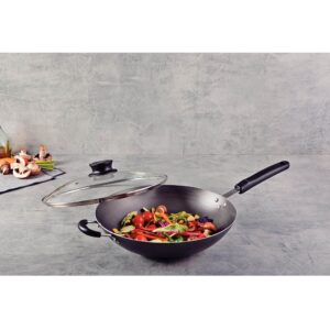 Tramontina Loreto 32cm 4.4L Graphite Aluminum Wok Pan with Interior Starflon Max Nonstick Coating