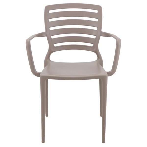 Tramontina Sofia Taupe Polypropylene and Fiberglass Chair with Horizontal Backrest and Armrests