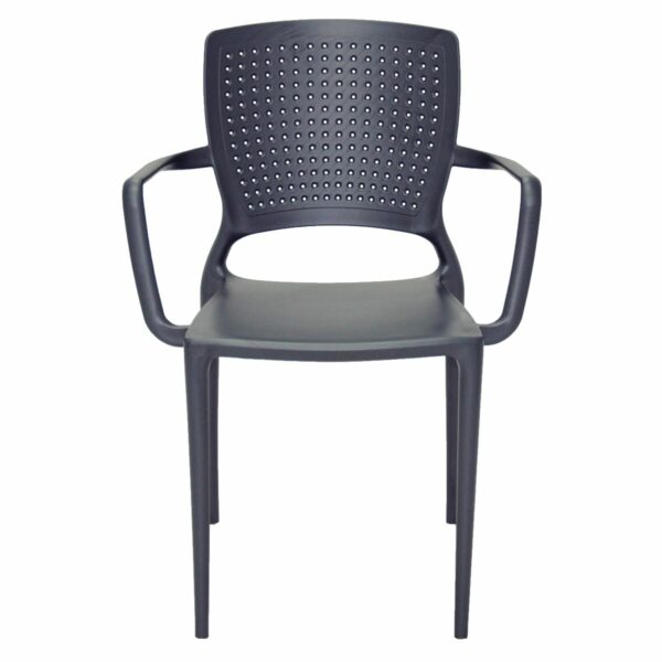 Tramontina Safira Graphite Polypropylene and Fiberglass Chair with Armrests