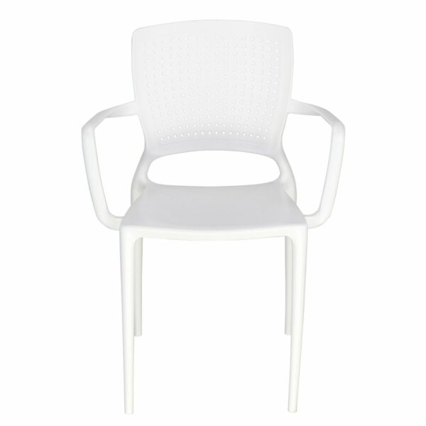 Tramontina Safira White Polypropylene and Fiberglass Chair with Armrests