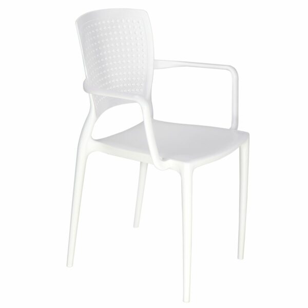 Tramontina Safira White Polypropylene and Fiberglass Chair with Armrests