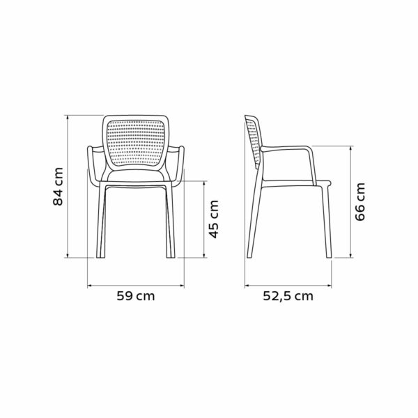 Tramontina Safira Taupe Polypropylene and Fiberglass Chair with Armrests