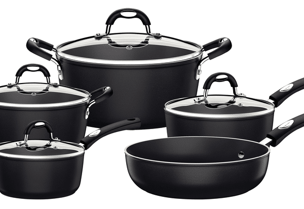 Tramontina Monaco Induction 9 Pieces Black Aluminum Cookware Set with Interior and Exterior Starflon Premium PFOA Free Nonstick Coating