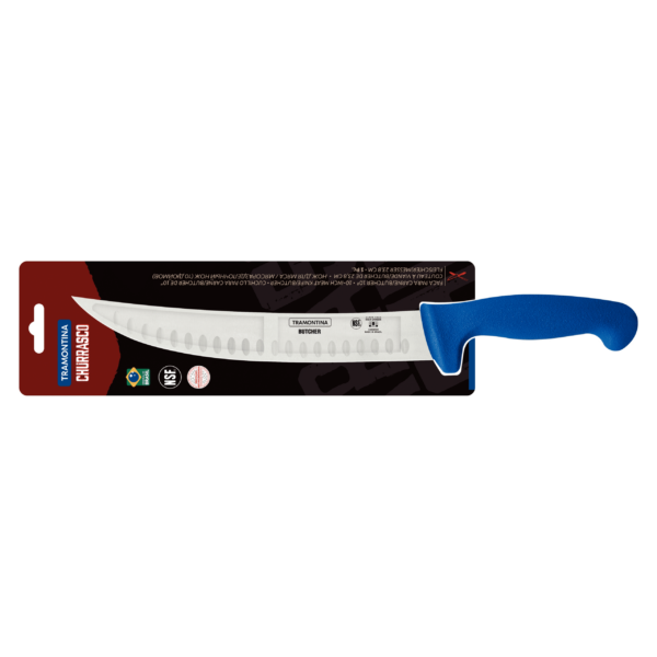 Tramontina Butcher Meat Knife with Stainless-Steel Blade and Blue Polypropylene Handle 10"